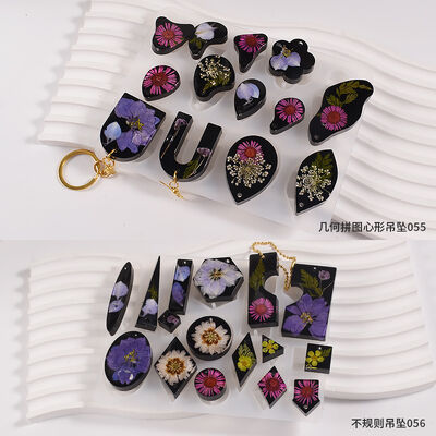 DIY crystal drop resin earrings pendant, silicone mold, irregular triangle, elliptical center, connected pendant