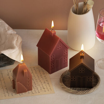 Dropping resin 3D three-dimensional house decoration grinding DIY aromatherapy gypsum candle smoke window house silicone mold
