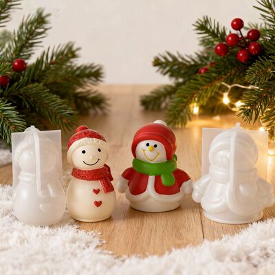 DIY Christmas Snowman Silicone Mold Aromatherapy Candle Scarf Cotton Coat Snowman Gypsum Dropping Mold