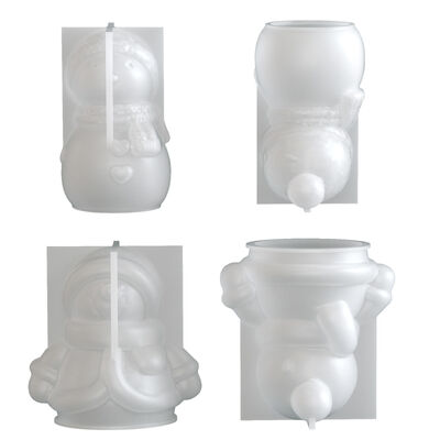 DIY Christmas Snowman Silicone Mold Aromatherapy Candle Scarf Cotton Coat Snowman Gypsum Dropping Mold
