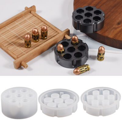 DIY crystal dropper adhesive seven link bullet head dice gypsum cement bullet storage box silicone mold