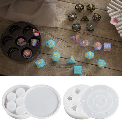 Large dice seven piece set multi-faceted dice game box DIY dropper sieve keychain board game silicone mold