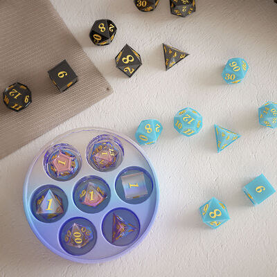 Large dice seven piece set multi-faceted dice game box DIY dropper sieve keychain board game silicone mold