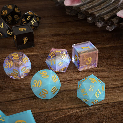 Large dice seven piece set multi-faceted dice game box DIY dropper sieve keychain board game silicone mold