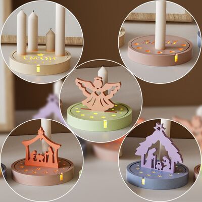 Circular LED candle holder silicone mold Angel Jesus plugin aromatherapy candle stand decoration silicone mold wholesale