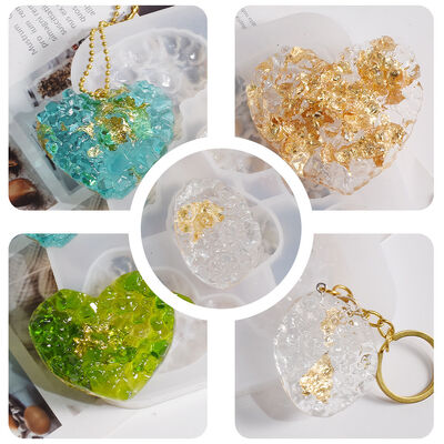 Crystal Dropping Gel Crystal Cluster Pendant Mold Ice Crystal Cave Pendant Diamond Face Love Crystal Stone Necklace Silicone Mold
