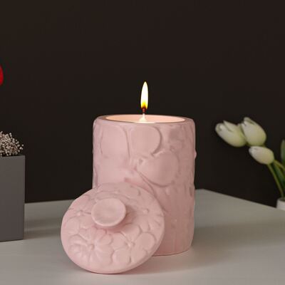 Cross border new product cylindrical relief flower storage jar silicone mold DIY aromatherapy gypsum candle cup mold