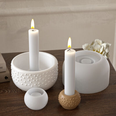 Circular polka dot sized candle holder storage bowl DIY aromatherapy candle base gypsum silicone mold