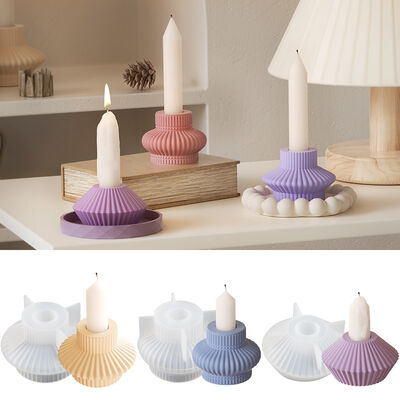 Crystal drip glue lantern geometric stripe table DIY gypsum fine wax candle holder ornament silicone mold