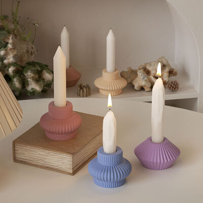Crystal drip glue lantern geometric stripe table DIY gypsum fine wax candle holder ornament silicone mold