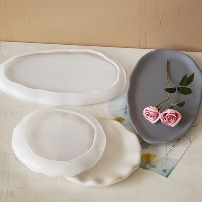 DIY resin drip glue irregular cloud plate mirror gypsum tray tea cup base jewelry plate silicone mold