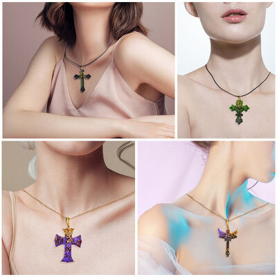 DIY crystal drop glue cross necklace pendant grinding tool 12 pairs earrings bracelet silicone mold