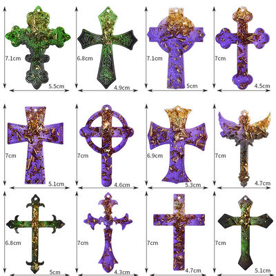 DIY crystal drop glue cross necklace pendant grinding tool 12 pairs earrings bracelet silicone mold