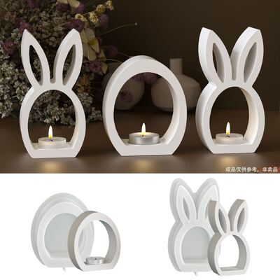 New Easter Candlestick Silicone Mold DIY Hollow Rabbit Egg Candlestick Base Gypsum Mold