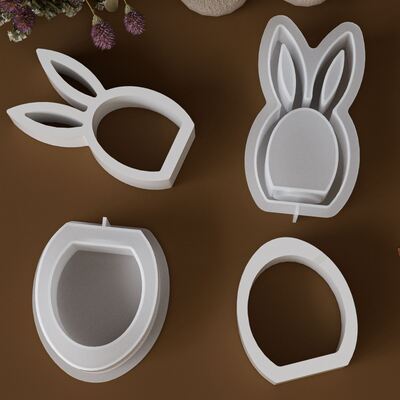 New Easter Candlestick Silicone Mold DIY Hollow Rabbit Egg Candlestick Base Gypsum Mold
