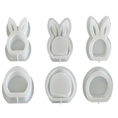 New Easter Candlestick Silicone Mold DIY Hollow Rabbit Egg Candlestick Base Gypsum Mold