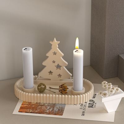 DIY elliptical striped candle tray dropper mold Christmas gypsum candle holder display table silicone mold