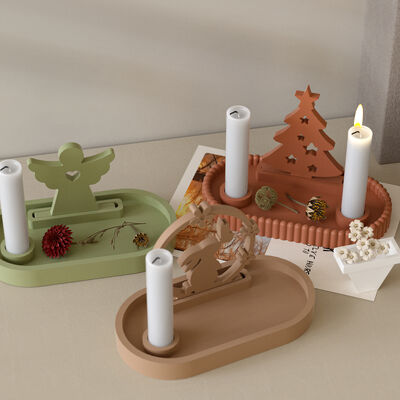 DIY elliptical striped candle tray dropper mold Christmas gypsum candle holder display table silicone mold