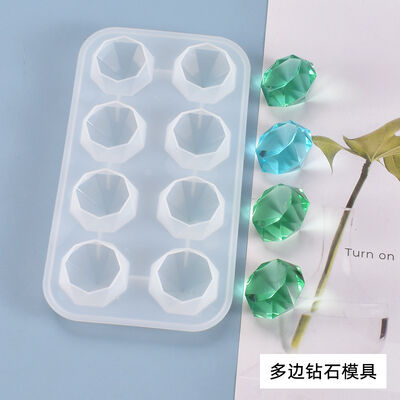 DIY Crystal Drip Glue Mold with Multi sided Transparent Diamond Handmade Platform Decoration Silicone Mold