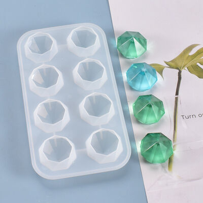DIY Crystal Drip Glue Mold with Multi sided Transparent Diamond Handmade Platform Decoration Silicone Mold