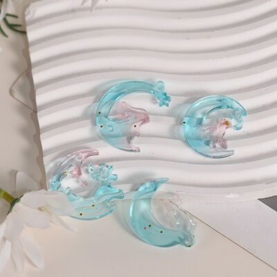 DIY Crystal Drop Gel Moon Animal Love Earrings Silicone Mold Love Parent Child Pendant Earrings Jewelry Grinding Tools