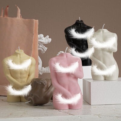 DIY Dripping Gel Shy Woman Holding Hands Male Simulated Human Body Gypsum Doll Aromatherapy Candle Silicone Mold