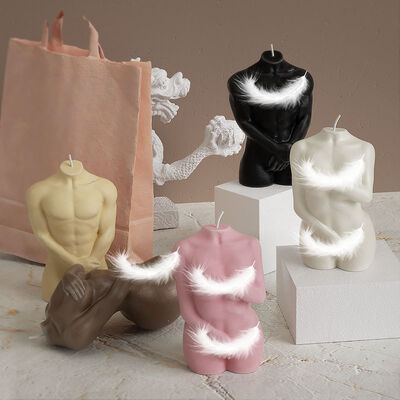 DIY Dripping Gel Shy Woman Holding Hands Male Simulated Human Body Gypsum Doll Aromatherapy Candle Silicone Mold