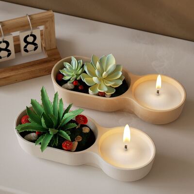 Drip glue gypsum double mouth flowerpot potted storage box DIY aromatherapy candle cup ornament silicone mold
