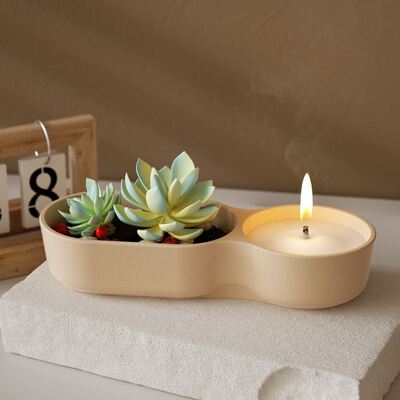 Drip glue gypsum double mouth flowerpot potted storage box DIY aromatherapy candle cup ornament silicone mold