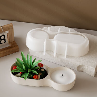 Drip glue gypsum double mouth flowerpot potted storage box DIY aromatherapy candle cup ornament silicone mold
