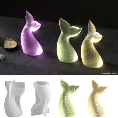 DIY crystal dropper mirror fat fish tail jewelry ornament silicone mold 3D mermaid tail mold