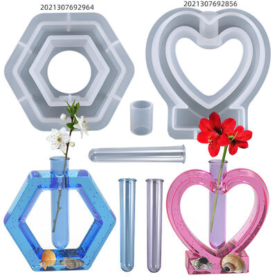 DIY crystal dropper mold hexagonal, heart-shaped flower pot test tube culture water plant silicone mold