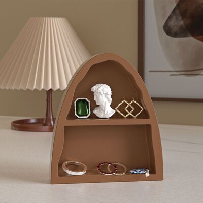 DIY Aromatherapy Gypsum Arched Two Grid Storage Tray Mold, Small Doll Jewelry Display Platform, Silicone Mold
