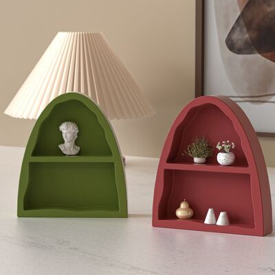 DIY Aromatherapy Gypsum Arched Two Grid Storage Tray Mold, Small Doll Jewelry Display Platform, Silicone Mold