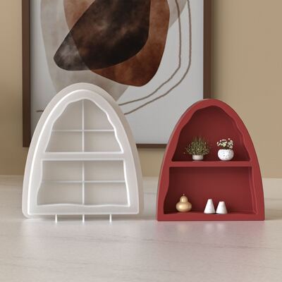 DIY Aromatherapy Gypsum Arched Two Grid Storage Tray Mold, Small Doll Jewelry Display Platform, Silicone Mold