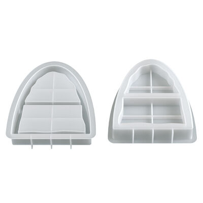 DIY Aromatherapy Gypsum Arched Two Grid Storage Tray Mold, Small Doll Jewelry Display Platform, Silicone Mold