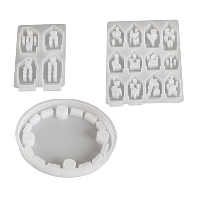 DIY European style House Gypsum Candlestick Ornament Grinding Tool with Hollow Heart, Leaf, Bird House Silicone Mold Set