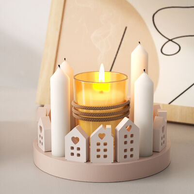 DIY European style House Gypsum Candlestick Ornament Grinding Tool with Hollow Heart, Leaf, Bird House Silicone Mold Set