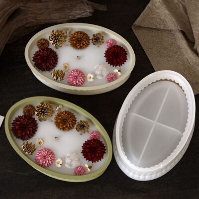 Oval striped storage tray silicone mold DIY aromatherapy gypsum candle bowl ornament silicone mold