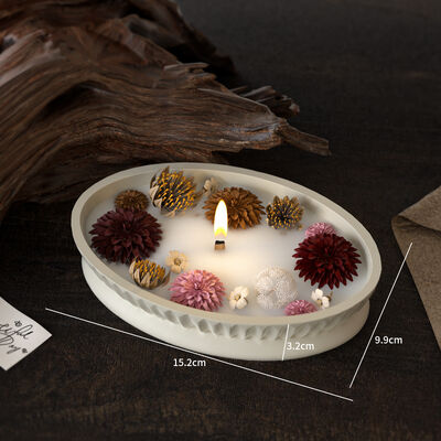 Oval striped storage tray silicone mold DIY aromatherapy gypsum candle bowl ornament silicone mold