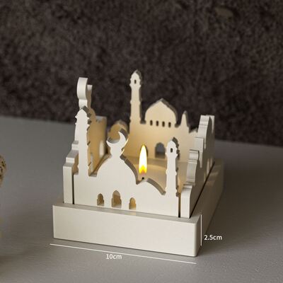 DIY Easter Festival Creative Gypsum Castle Candle Base Aromatherapy House Candlestick Silicone Mold