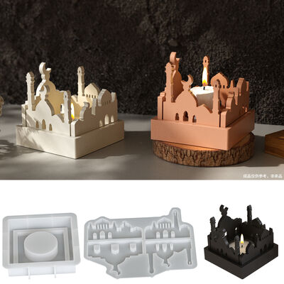 DIY Easter Festival Creative Gypsum Castle Candle Base Aromatherapy House Candlestick Silicone Mold