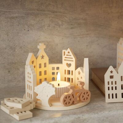 Easter hollow house candle holder gypsum ornament rabbit bike love house candle small night light silicone mold