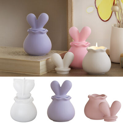 DIY crystal dropper rabbit ear cover lace storage box storage can gypsum candle cup silicone mold