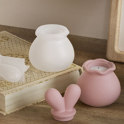 DIY crystal dropper rabbit ear cover lace storage box storage can gypsum candle cup silicone mold