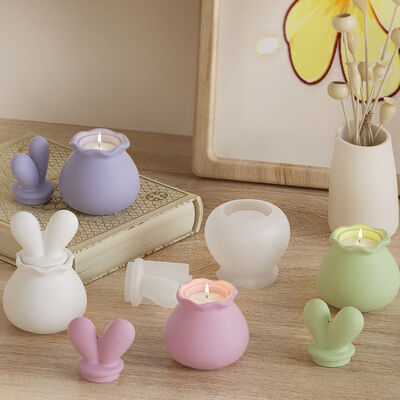 DIY crystal dropper rabbit ear cover lace storage box storage can gypsum candle cup silicone mold