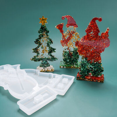 DIY crystal dropper mold for Christmas table, Christmas tree, snowman table decoration, 3D silicone mold