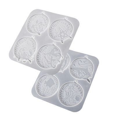 DIY crystal dropper resin marine animal hanging turtle dolphin starfish seahorse jewelry pendant silicone mold