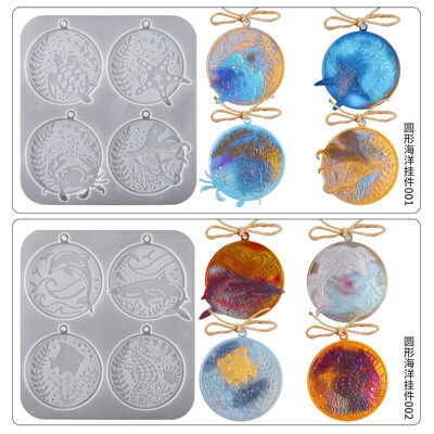 DIY crystal dropper resin marine animal hanging turtle dolphin starfish seahorse jewelry pendant silicone mold