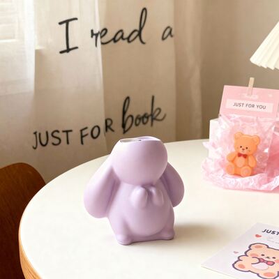 Easter Prayer Big Ear Rabbit Candlestick Silicone Mold DIY Aromatherapy Gypsum Candlestick Base Dropping Mold